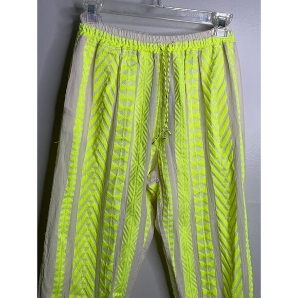 Anthropologie Devotion Twins Petra Embroidered Pants Lime White Girls 10 12 NWT - Picture 3 of 6